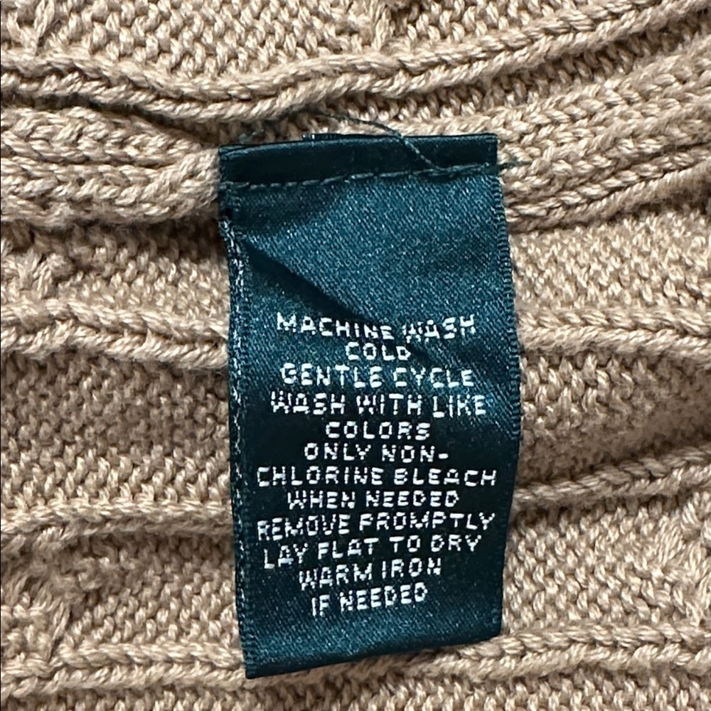 Lauren Ralph Lauren Womens Tan Cable Knit Boatneck Cotton Sweater Size XL Preppy - Picture 7 of 7